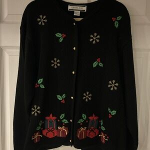 Women's Crystal‎ Kobe Large Winter Christmas Cardigan Knitted Sweater